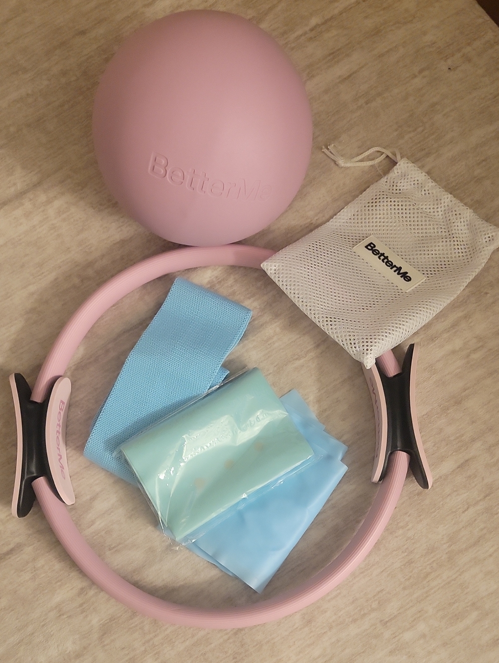 Pink Pilates Ring and Ball Fitness Set
